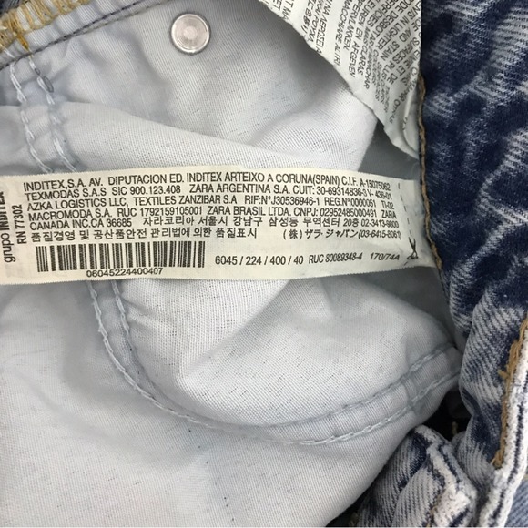 ZARA Wide Leg Raw Hem High Waist Blue Woman’s Blogger Favorite Jean Sz 8 - Picture 5 of 6